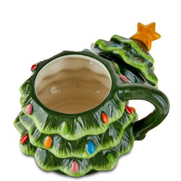 16oz Mr. Christmas Green Lidded Nostalgic Christmas Tree Ceramic Mug - Picture 3 of 3